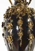 Black and Gold Floret Jeweled Stunning Vase 35 Inches Tall