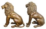 33 Inch Tall Burnished Sitting Lion Set of 2