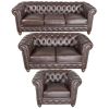 Classic Chesterfield Brown Sofa Set of 3 (KIT)