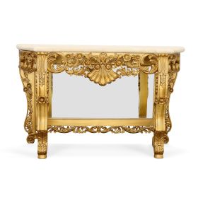 Gold Petticoat Cream Marble Top Console Table