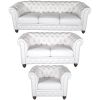 Classic Chesterfield White Sofa Set of 3