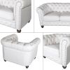 Classic Chesterfield White Sofa Set of 3