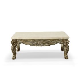 Platina Lion Coffee Table with Marble Top