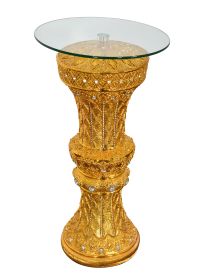 Golden Crystal Pedestal Accent Table