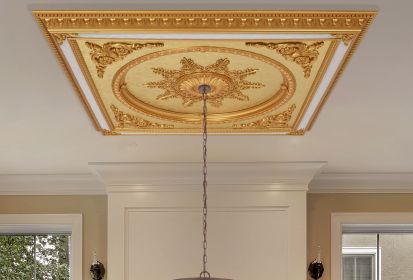 Golden Grand Square Chandelier Fan Ceiling Medallion