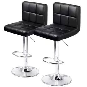 Black Faux Leather Bar Stools