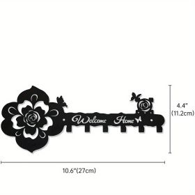 1pc; Black Rose Butterfly Pattern Indoor Key Hanger Wall Hanger Wall Decoration Valentine's Day Home Decor