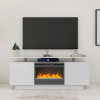 Modern White 70" TV Stand w/ Insert Electric Fireplace