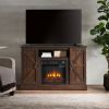 Farmhouse 50" TV Stand w/ Electric Fireplace Insert & Open/Closed Storage