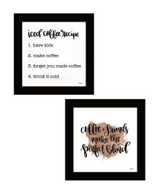 "Coffee & Friends Recipe" 2-Piece Vignette by Imperfect Dust, Ready to Hang Framed Print, Black Frame