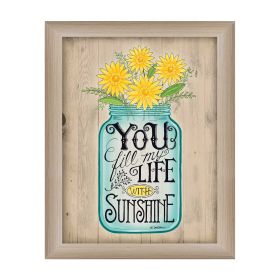 "Sunshine" By Deb Strain, Printed Wall Art, Ready To Hang Framed Poster, Beige Frame