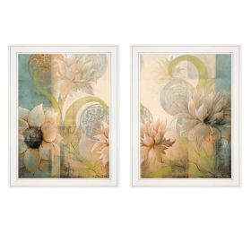 "Meandering Flowers I & II" 2-Piece Vignette by Dee Dee, White Frame