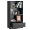 4-Tier Storage Bookcase with Open Shelves Drawer and Anti-toppling Device