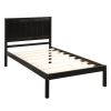 Espresso Twin Platform Bed Frame with Classy Headboard, Wood Slat Support, No Box Spring Needed