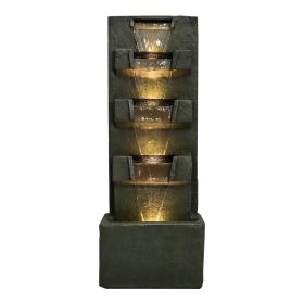 Concrete Modern Water Fountain with LED Lights