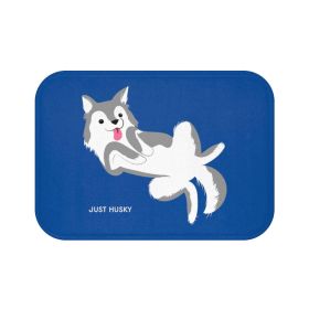 Cute Husky Blue Bath Mat