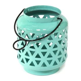 Teal Blue Metal Candle Holder