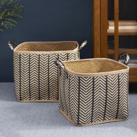 Square Palm Leaf Woven Wicker Storage Baskets