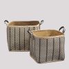 Square Palm Leaf Woven Wicker Storage Baskets