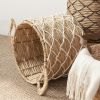 Round Water Hyacinth Woven Basket with Handles - 18" x 18" x 15" - Natural Brown - For Clothes, Towels, Canvas, Toys and Magazine Storage and Home Dec