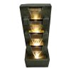 Concrete Modern Water Fountain with LED Lights