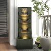 Concrete Modern Water Fountain with LED Lights