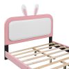 Full size Upholstered Rabbit-Shape Princess Bed ,Full Size Platform Bed with Headboard and Footboard