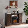 Farmhouse 50" TV Stand w/ Electric Fireplace Insert & Open/Closed Storage