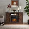 Farmhouse 50" TV Stand w/ Electric Fireplace Insert & Open/Closed Storage