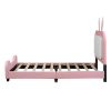 Twin size Upholstered Rabbit-Shape Princess Bed ,Twin Size Platform Bed with Headboard and Footboard