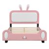 Full size Upholstered Rabbit-Shape Princess Bed ,Full Size Platform Bed with Headboard and Footboard