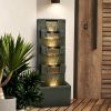 Concrete Modern Water Fountain with LED Lights