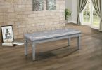 1pc Modern Glam Silver Finish Cushioned Bench