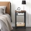 Simple Modern Style 3-Tier Industrial Side End Telephone Table Tall Nightstand