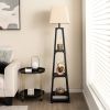 Trapezoidal Designed Floor Lamp with 3 Tiered Storage Shelf