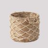 Round Water Hyacinth Woven Basket with Handles - 18" x 18" x 15" - Natural Brown - For Clothes, Towels, Canvas, Toys and Magazine Storage and Home Dec