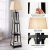 Trapezoidal Designed Floor Lamp with 3 Tiered Storage Shelf