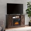 Farmhouse 50" TV Stand w/ Electric Fireplace Insert & Open/Closed Storage