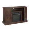 Farmhouse 50" TV Stand w/ Electric Fireplace Insert & Open/Closed Storage