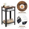 Simple Modern Style 3-Tier Industrial Side End Telephone Table Tall Nightstand