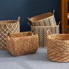 Square Palm Leaf Woven Wicker Storage Baskets