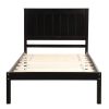 Espresso Twin Platform Bed Frame with Classy Headboard, Wood Slat Support, No Box Spring Needed