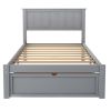 Elegant Twin-Size Platform Bed, Featuring Convenient Under-Bed Drawer, Stylish Gray Finish