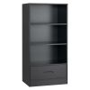 4-Tier Storage Bookcase with Open Shelves Drawer and Anti-toppling Device