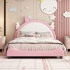 Cute Full size Upholstered Bed With Unicorn Shape Headboard,Full Size Platform Bed with Headboard and Footboard