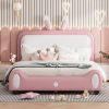 Full size Upholstered Rabbit-Shape Princess Bed ,Full Size Platform Bed with Headboard and Footboard