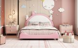 Cute Full size Upholstered Bed With Unicorn Shape Headboard,Full Size Platform Bed with Headboard and Footboard