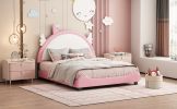 Cute Full size Upholstered Bed With Unicorn Shape Headboard,Full Size Platform Bed with Headboard and Footboard