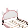 Cute Full size Upholstered Bed With Unicorn Shape Headboard,Full Size Platform Bed with Headboard and Footboard