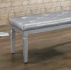 1pc Modern Glam Silver Finish Cushioned Bench